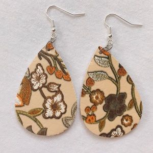 2 for $13 Floral leather teardrop earrings